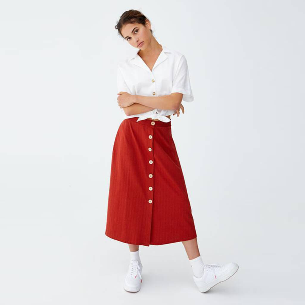 Falda de algodón con botones